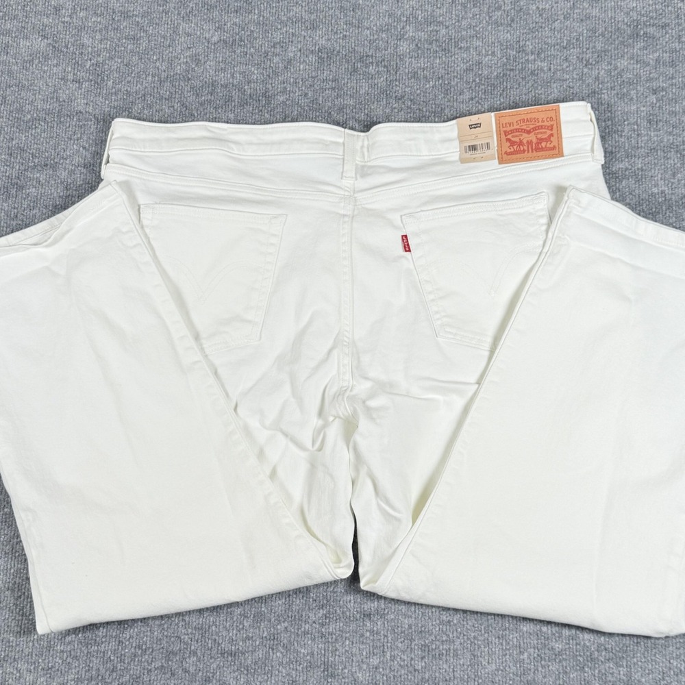 Levis Boyfriend Jeans Womens 24W White Stretch Tapered Leg Mid Rise Relaxed Fit - Picture 11 of 16